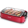 Smokeless Indoor Grill, Techwood 1500W Electric Grill Portable Korean Grill Non-Stick Grill Plates with Temperature Control, Removable Drip Tray, Tempered Glass Lid, Dishwasher-Safe