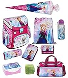 plus passendes Zubehör: Brotzeit-Dose und Sportflasche aus Kunststoff (350 ml), Sporttasche aus Polyester mit zwei Tragegriffen und einem Schultergurt mit Karabiner (längenverstellbar). Das große Hauptfach (ca. 8 Liter Volumen) und das kleine Fach an der Vorderseite werden mit Reißverschluss geschlossen.