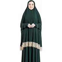 Women's Prayer Dress 2 Pieces Solid Color Plus Long Sleeve | One-Size | Hijab Abaya Suit