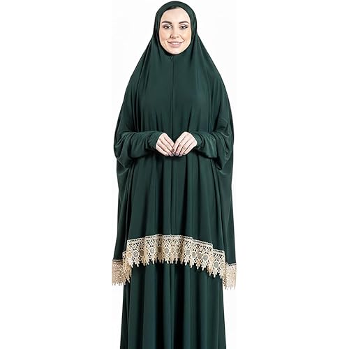 Women's Prayer Dress 2 Pieces Solid Color Plus Long Sleeve | One-Size | Hijab Abaya Suit