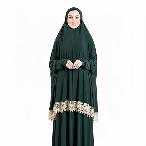 Women's Prayer Dress 2 Pieces Solid Color Plus Long Sleeve