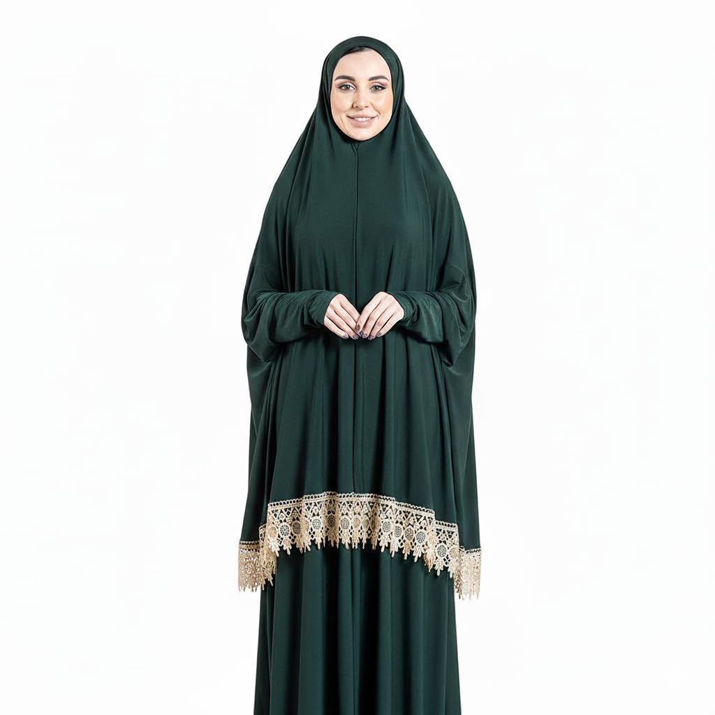 Women's Prayer Dress 2 Pieces Solid Color Plus Long Sleeve | One-Size | Hijab Abaya Suit