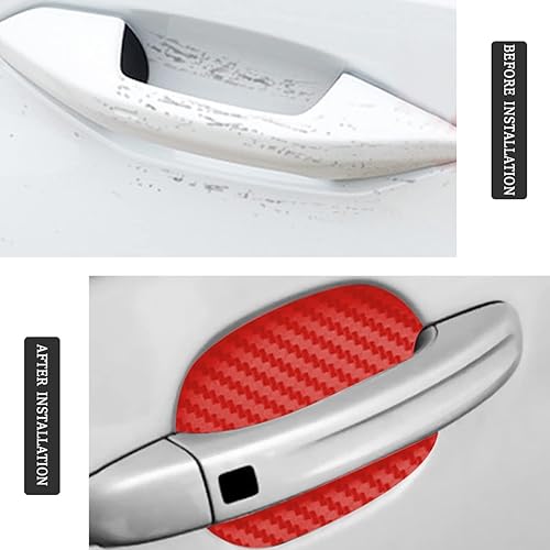 Miniatura 43 de 4 calcomanías protectoras para manija de puerta de automóvil, película protectora universal de fibra de carbono contra arañazos, cubierta de pintura