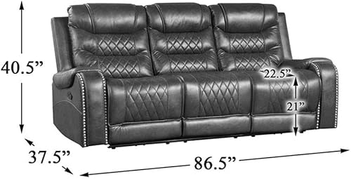 Miniatura 3 de Lexicon Derringer Wall Hugger Sofá reclinable doble manual, gris Gris,Marrón,https://www.amazon.com/dp/undefined