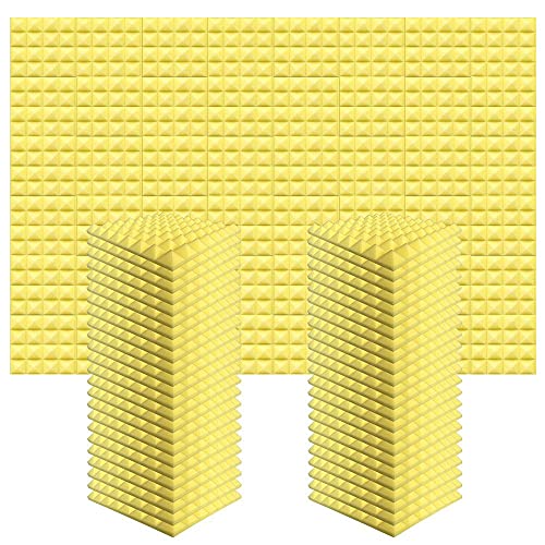Acepunch 96 Pièces Jaune Pyramide Mousse Acoustique Panneau Insonorisation Sonorisation Absorbeur Traitement 50 x 50 x 5 cm AP1034 Cover
