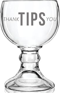Amehla 21 oz Etched Schooner Glass for Collecting Tips – Large, Stylish, Glass Tip Jar with Open Bowl – Perfect for Bars, Restaurants, Coffee Shops, and Events