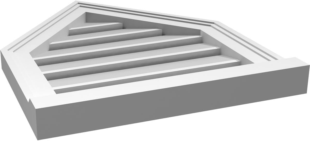 GVSPE18X2203SF-14 Peaked Top Brickmould Sill Frame, Primed Tan Signature Series Surface Mount Gable Vents, 18-in. W x 22-in. H, Unfinished