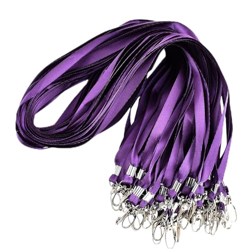 Daelesr 50 Stück Bulk Lanyards,Schlüsselbänder mit Drehbarem Metallclip, Umhängebänder Hals für Student Besucher,Abzeichen Lanyards,Nackenband Schlüsselband für ID-Karten Schlüssel Abzeichen (Lila)