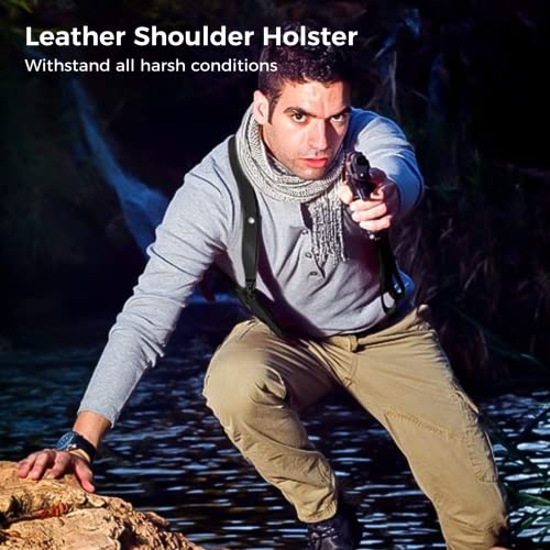 Leather Shoulder Holster, Universal Vertical Concealed Holster With Double Magazine Holder Fit Glock 1911 And Most Kinds Of Pistols (Black) #TOP5