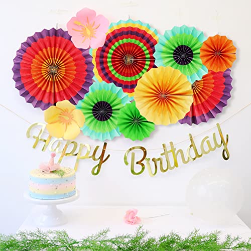 Image of LRCXL 12PCS Party Hanging Paper Fans Set, Fiesta Round Pattern Paper Garlands Decoration Party Supplies for New Year Baby Shower Birthday Wedding Graduation Events Accessories(Colorful)