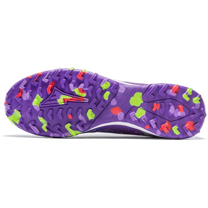 High Top Soccer Cleats, Black Pink Purple, Mesh Polyester, Anti-Slip Training Shoes, Professional Football Boots with Rubber Sole for Youth Adults3