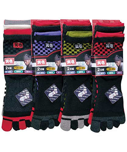 寅壱 作業服 作業着 0102-909 寅壱ソックス 2足組×4 (合計8足) 5本指 (市松)