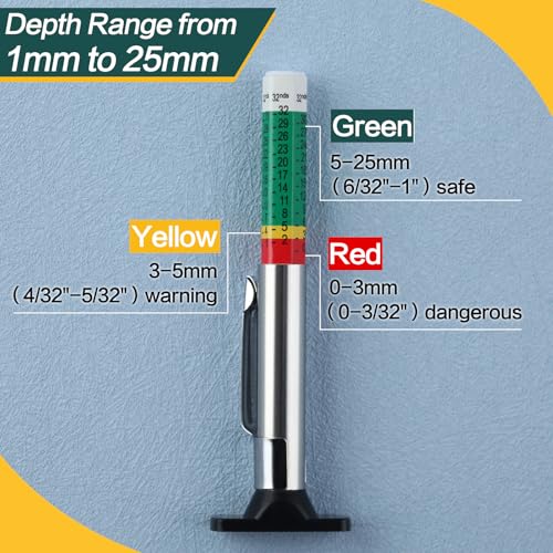 Image of SPEEDWOX Brake Lining Thickness Gauge 8PCS SAE & Metric Automotive Brake Pad Measure Ruler Tire Tread Depth Gauge Tool Brake Lining Gauge Set Color Coded - 2mm to 12mm for Motorcycle Car Truck and Bus