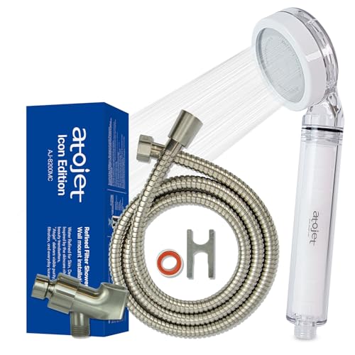 Atojet Filter Showerhead Inspired By Koreas Beauty Culture | Carbon Composite Filter | Single Set (Hose Mount Teflon Tape Wrench) (AJ8200MC-SET-SNG)