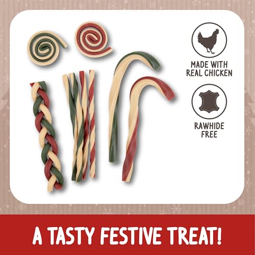 Rosewood Cupid & Comet Hundeleckerlis 280g – Ohne Rohleder, mit echtem Huhn und Süßkartoffel – Sicherer, gesunder Weihnachtssnack für Hunde – Geschenkidee für Weihnachten oder besondere Anlässe