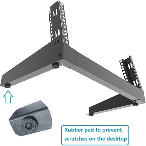Miniatura 5 de JINGCHENGMEI Rack de red de escritorio 4U de 19 pulgadas, pequeño estante de marco abierto, 2 postes, estante de mesa independiente para servidores,
