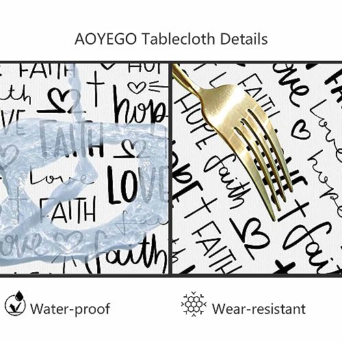 AOYEGO Handwritten Alphabet Round Tablecloth 60 Inch Hope Faith Love Heart Shape Different Fonts Endless Creativity Table Cloth Polyester Tablecloths for Home Decor, Parties, Picnic by AOYEGO - Image 6