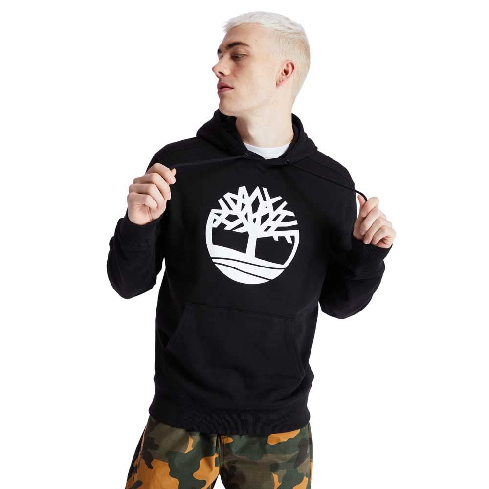 Timberland Men's Black/White Tb0a2bjh Core Tree Logo Over Head Hood Top Large