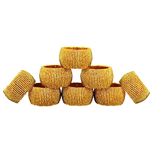 Tech Deals 🔥 Shalinindia Handmade Indian Gold Beaded Napkin Rings - Set of 8 Rings 80% Off Discount Shalinindia Handmade Indian Gold Beaded Napkin Rings - Set of 8 Rings