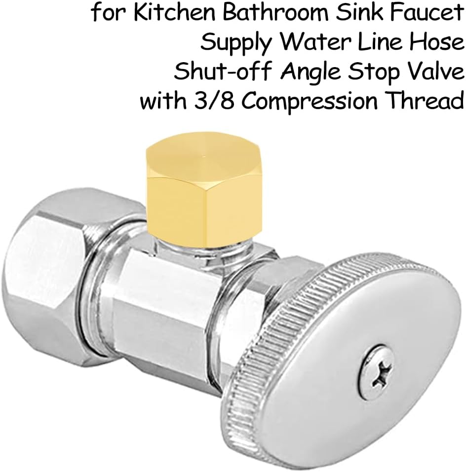 Uenede Brass 3/8 Inch Compression Female Caps, 12PCS | 3/8" Stop Valve Plug Fitting for Kitchen Bathroom Sink Faucet Supply Water Line Hose Shut-off Angle Stop Valve