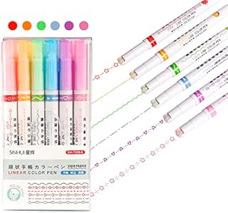KASUP Curve Highlighter Pen Set,6 Colored Curve Pens Flownwing Flair Pens That Make Patterns,Cool Pens For Adult Teenage Kids Great For Card-decorating Coloring Books Writing Drawing Scrapbook