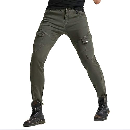 Miniatura 9 de Pantalones de protección para hombre y mujer, pantalones de protección para motociclista, caballero, hockey, motorista, armadura, Verde militar