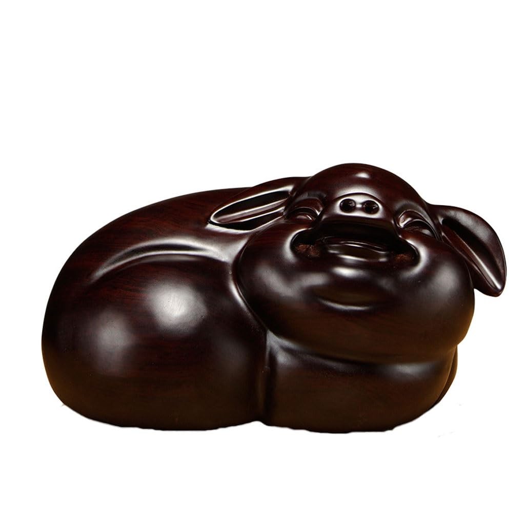 ATREDESES Office Decor Wooden Pig Ornament Crafts Solid Wood Pig Carving Mahogany Home Decoration Furnishings Home Decor(3.14in)