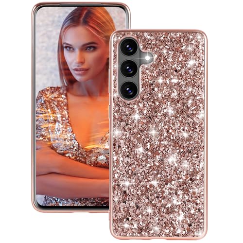 Custodia per Samsung Galaxy S26, con brillantini, per Samsung S26 5G, custodia originale, ultra sottile, leggera, antiurto, antigraffio, in silicone, per Galaxy S26 5G, colore: oro rosa