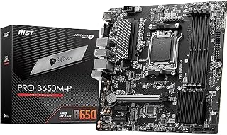 MSI PRO B650M-P Motherboard, Micro-ATX - Supports AMD Ryzen 7000 Series Processors, AM5 - DDR5 Memory Boost 6000+MHz/OC, 1 x PCIe 4.0 x16, 2 x M.2 Gen4, 2.5G LAN