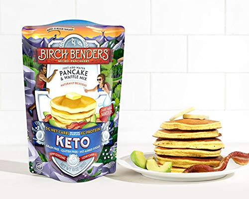 Birch Benders Keto Pancake & Waffle Mix, Low-Carb, High Protein, Grain-Free, Gluten-Free, Keto-Friendly, Made With Almond, Coconut & Cassava Flour, 2 Pack Variety (Original & Choc Chip) 10Oz Each #TOP3