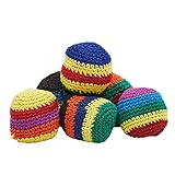 BLUE PANDA Crochet Knitted Sacks, Footbag Kick Balls, Assorted Colors (6 Pack)