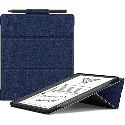 Ayotu Stand Case for Kindle Scribe 10.2 Inch (2024/2022 Released) - Auto Sleep/Wake, Premium Sturdy Fabric Cover with Pen Holder, Only for 10.2" Kindle Scribe, Blue Cover