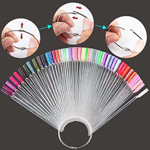 100 Pièces Nuancier Ongles Conseils pratiques sur la manucure, FITDON Transparent Faux Ongles Nuancier Palette Maquillage Vernis à Ongles Couleur eventail Forme Batonnets – vue 3