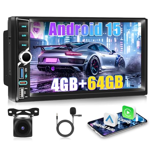 Motorsi 2 DIN Autoradio [4+64G] A-pple Carplay Android Auto Radio, Radio Estéreo para Coche con Pantalla Táctil IPS de 7'' con Bluetooth 5.0/ GPS/WiFi/FM/RDS
