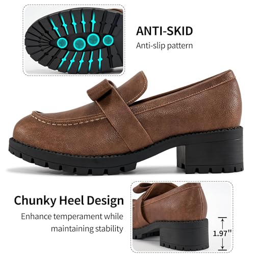 Image of HARENCE Platform Loafers for Women Dressy: Casual Comfortable Slip On Chunky Loafer Walking Penny Work Business Office Shoes