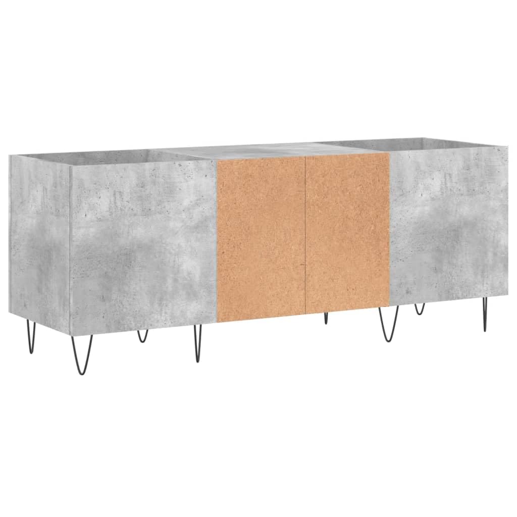 Armadio per dischi grigio cemento, 121 x 38 x 48 cm, in legno con gambe in ferro, per vinile, dischi in vinile, collezione musica, soggiorno, home theater, credenza, TV Lowboard, gestione