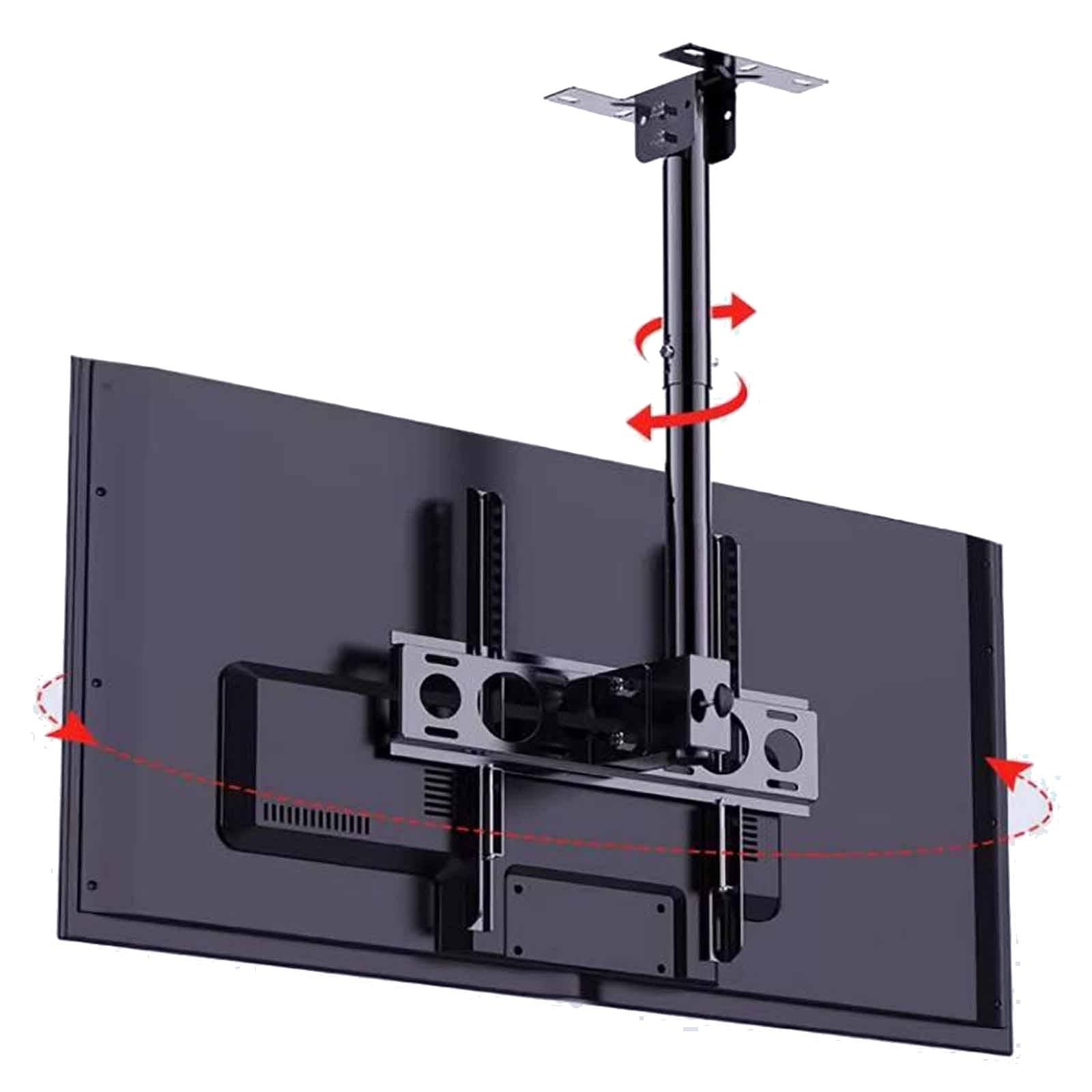 Support TV de plafond orientable contre le manque de place avec élévateur rabattable