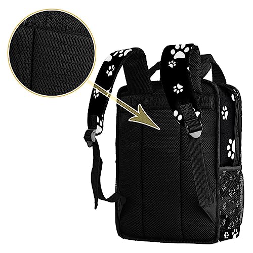 Sac à dos garçon imprimé amusant de pattes d'animaux multicolore noir
