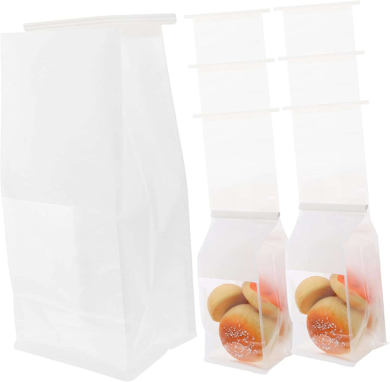 LABRIMP 50pcs Bread Bags Window Reusable Paper Bags for Baking Toast Packaging for Bakeries Snack Bars