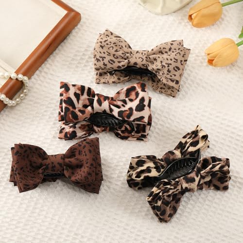 Pinzas para el cabello con lazo de estampado leopardo 4 piezas miniatura 3