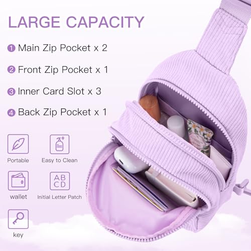 Image of Viverte Small Corduroy Sling Bag Initial Crossbody Bag Fanny Pack for Girls Personalized Birthday Gifts for Teen Girls Gifts