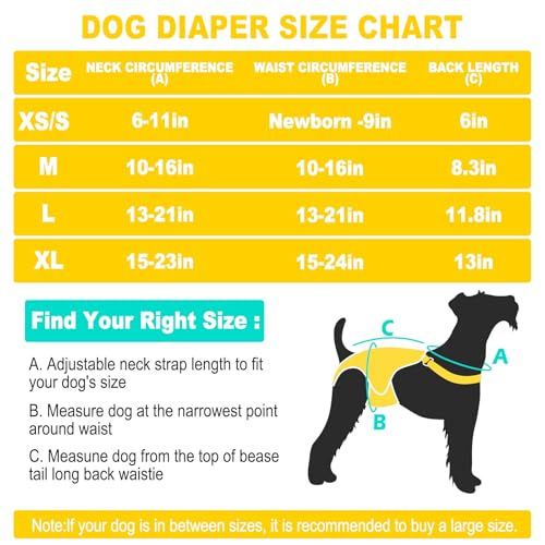 Image of Jollywoods 3 Pack Washable Female Dog Diaper Onesie Sanitary Pantie with Adjustable Suspender, Reusable Fixed Diapers, Super Absorbent Leakproof for Small Medium Large Dog in Heat Cycle XS /S