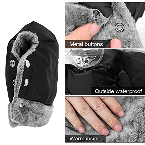 Handwärmer Kinderwagen Handschuhe Handmuff mit warme Fleece und Baumwolle Innenseite, Wasserfest atmungsaktiv und windfest Handmuff Universalgröße für Kinderwagen Buggy Radanhänger (mit 1 Haken Clip)