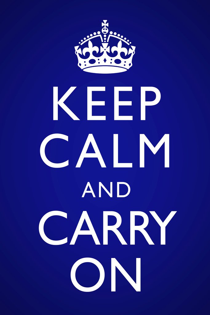 Keep Calm Carry On Blue Vignette Cool Wall Art Print Poster 12x18