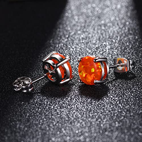 CERSLIMO Multi Colors fire Opal Stud Earrings Birthstone Earrings For Women 8mm4