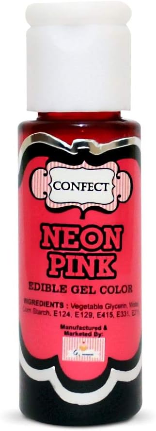 Confect Neon Pink Gel Food Color | Edible Gel Color for Cake Icing, Fondant, Cookies & Baking | 100% Vegetarian, Vegan, Nut-Free โ 20g