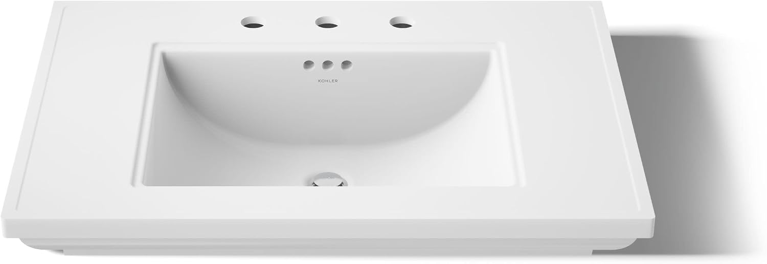 Kohler 2269-8-0 Memoirs® Stately 30" pedestal/console table bathroom sink, White