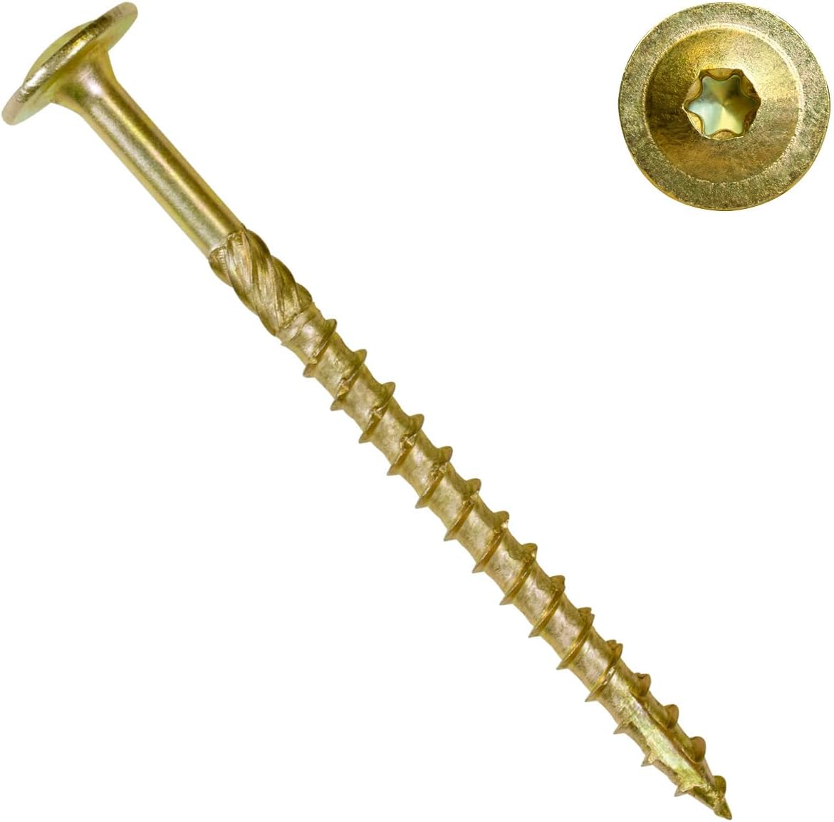 PARCO Wafer Head Timber Screws, T-Star, CUT, partially threaded, galvanised gold steel, with EU approval 8,0 x 300 mm, Pack of 50