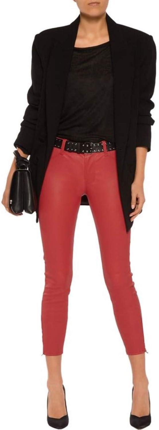 Women's Leather Pant Genuine Soft Lambskin Leather Skinny Slim fit Capri Pants WP010