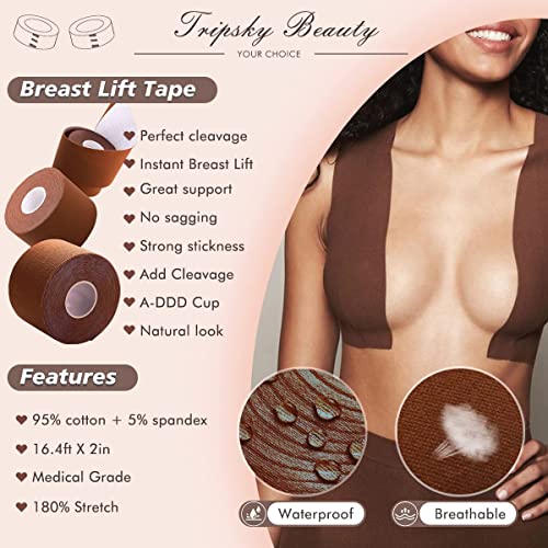 Tripsky XL Breast Lift Tape, BoobTape for Large Breasts,Body Tape for Fashion,Athletic Tape Boobtape &NippleCover for A-G Cup2